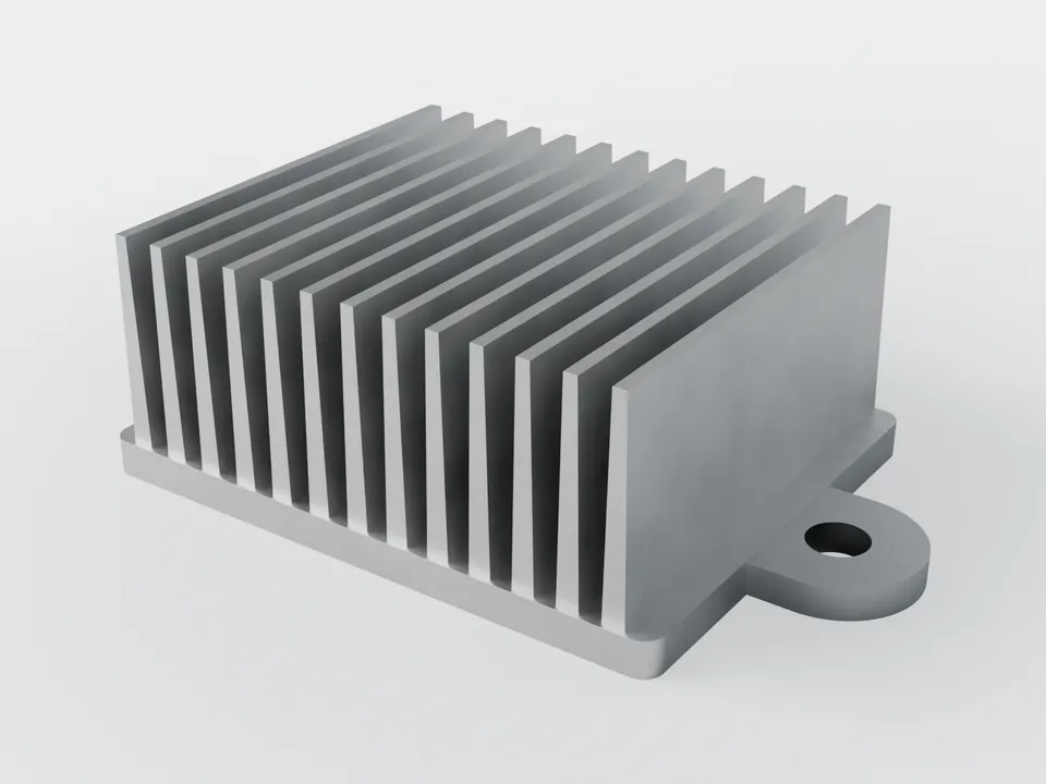 3D render of a typical aluminium die-cast heat sinks and led housings