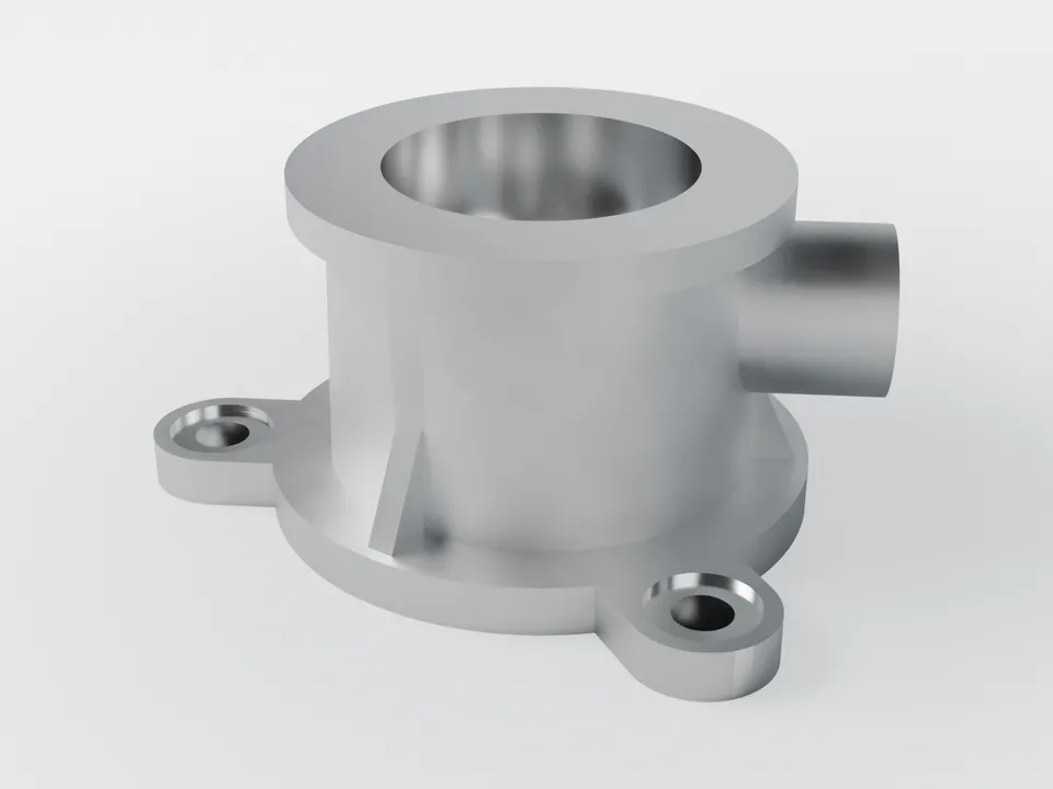 3D render of a typical aluminium die-cast oil pump and filter housings